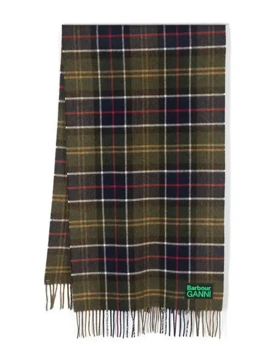 Ganni Accessories - Ganni X Barbour green Tartan check wool scarf